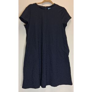 J. McLaughlin womens large shift dress navy blue jacquard stretch casual